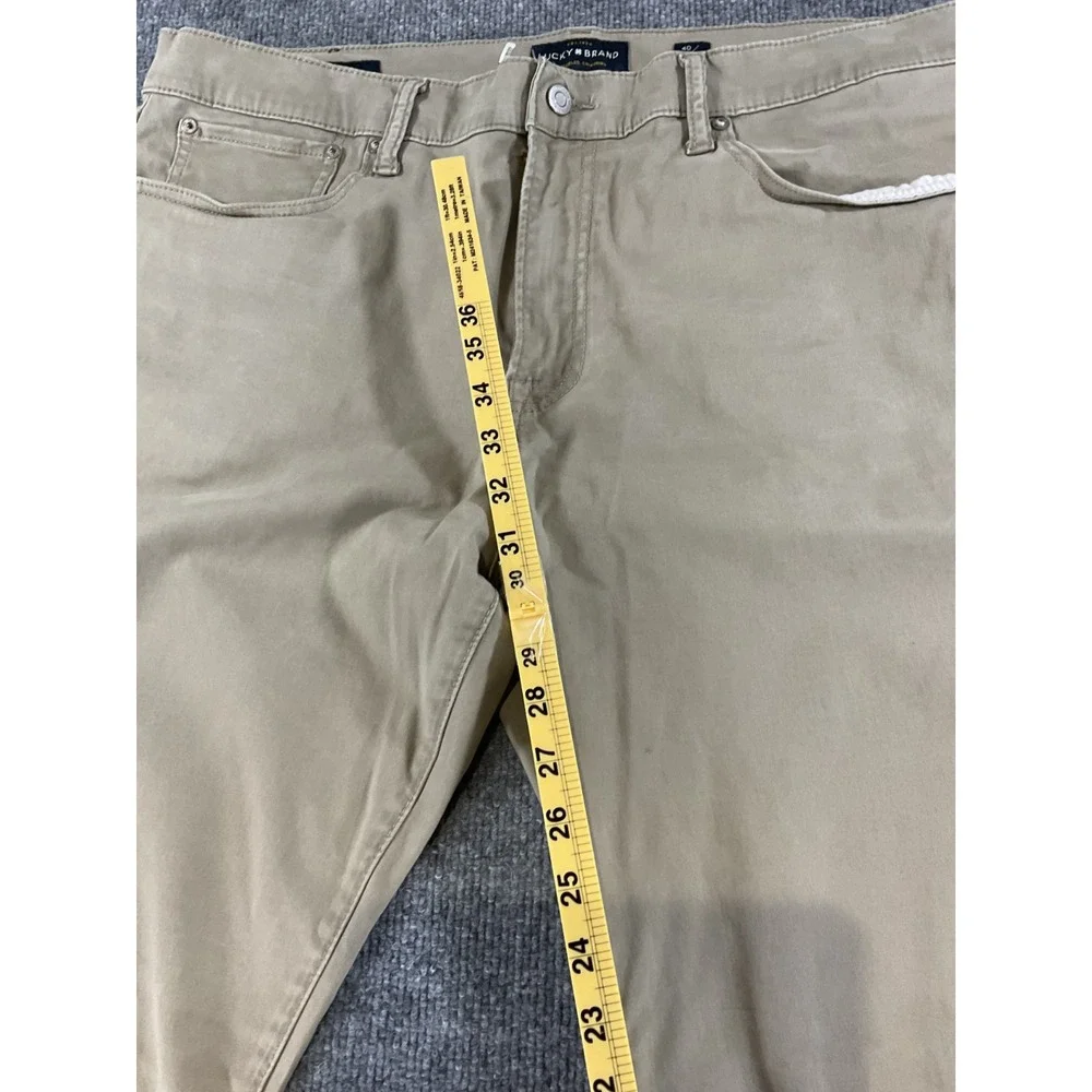 Lucky Brand 121 Slim Pants 40x32 Khaki Beige Stretch Chinos Men's Slim Fit Casua